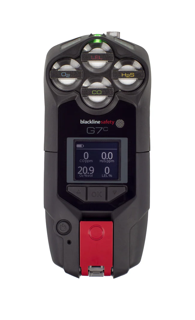 Equipamento oficial Blackline Safety G7c com cartucho de quatro gases por difusão